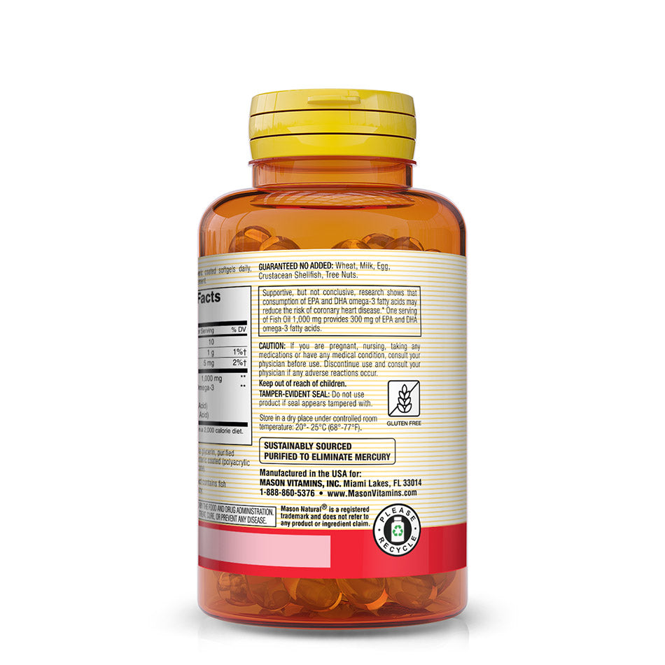 Fish Oil 1,000 mg (Per Serving) Omega-3 300 mg No Burp