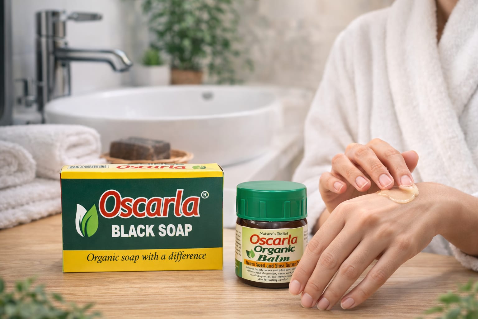 Oscarla Natural Care Set – Black Soap & Organic Balm (Set of 1)