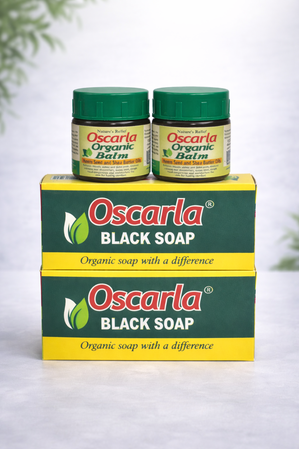 Oscarla Natural Care Set – Black Soap & Organic Balm (Set of 2)